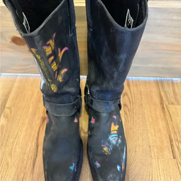 Black Leather Women's Boots - Picture 2 of 8